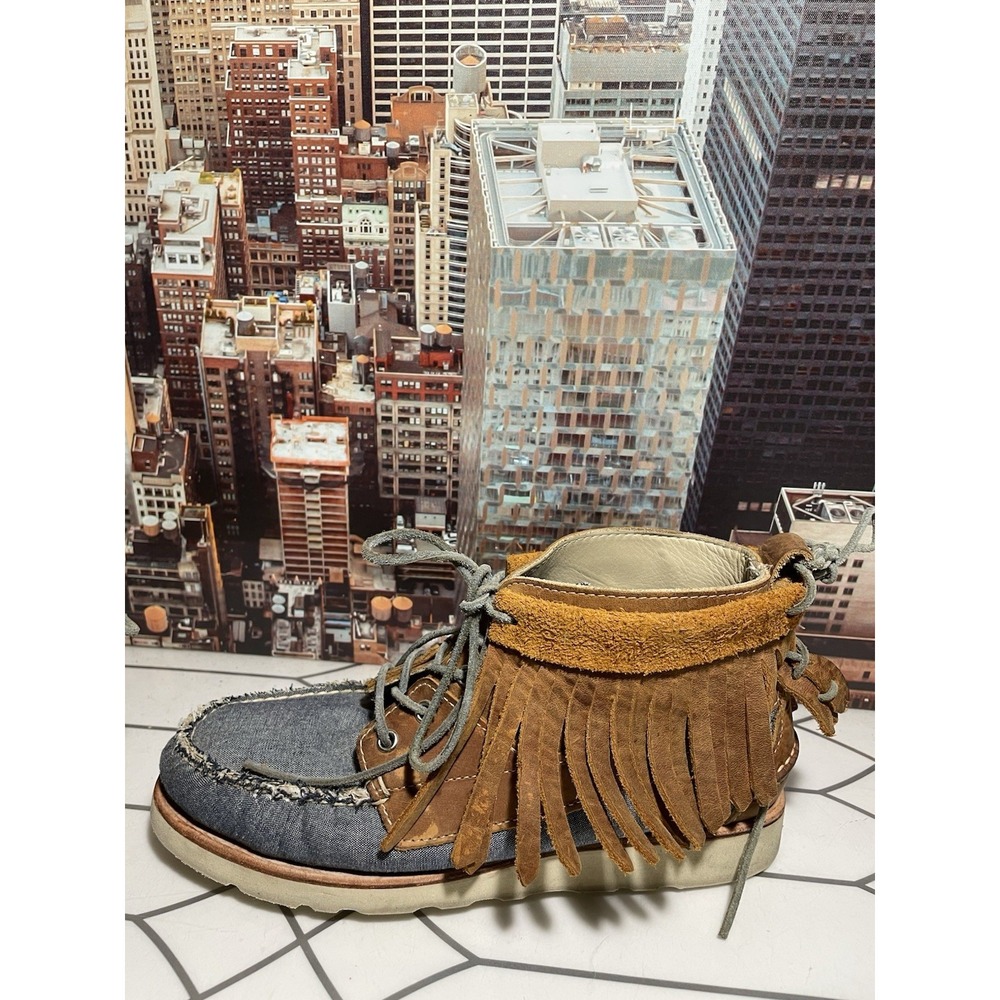 KITH Ronnie Fieg Denim & Leather High Top Boots Dress Shoes Size US 9.5 M